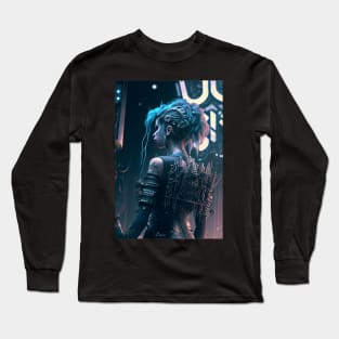 Futuristic Cyber Woman Long Sleeve T-Shirt